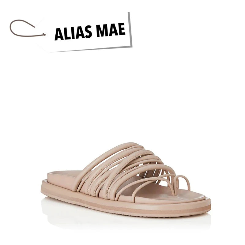 2026 Summer Classic Genuine Leather Sponge Cake Soft Bottom Strap Women's Casual Home Slippers