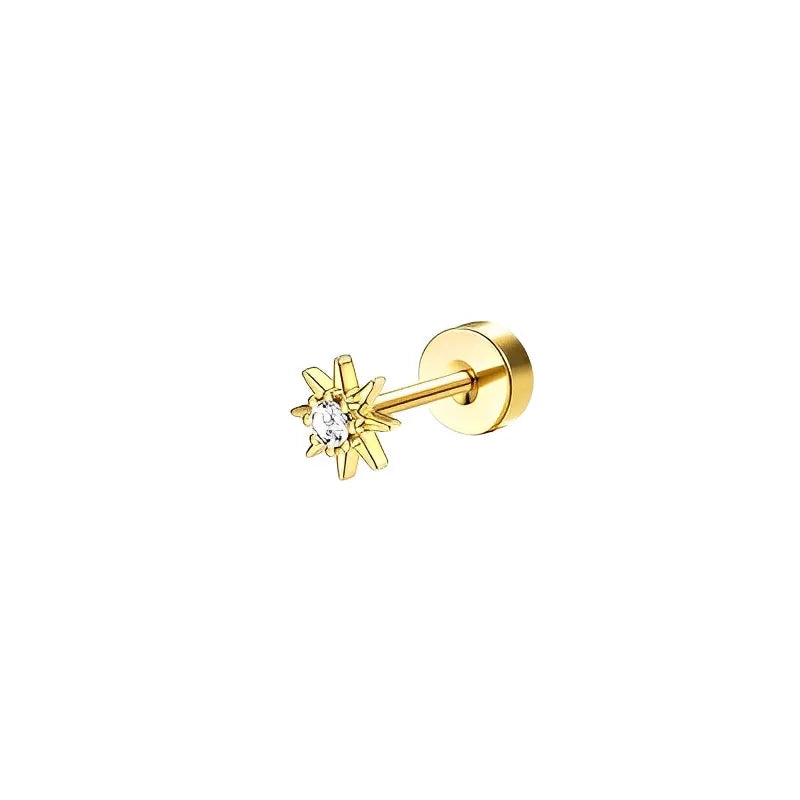 Bobisty 1pc Earrings Surgical Stainless Steel Earrings for Women Dainty Flat Back Earring Stud Hoop Cartilage for Sensitive Ears