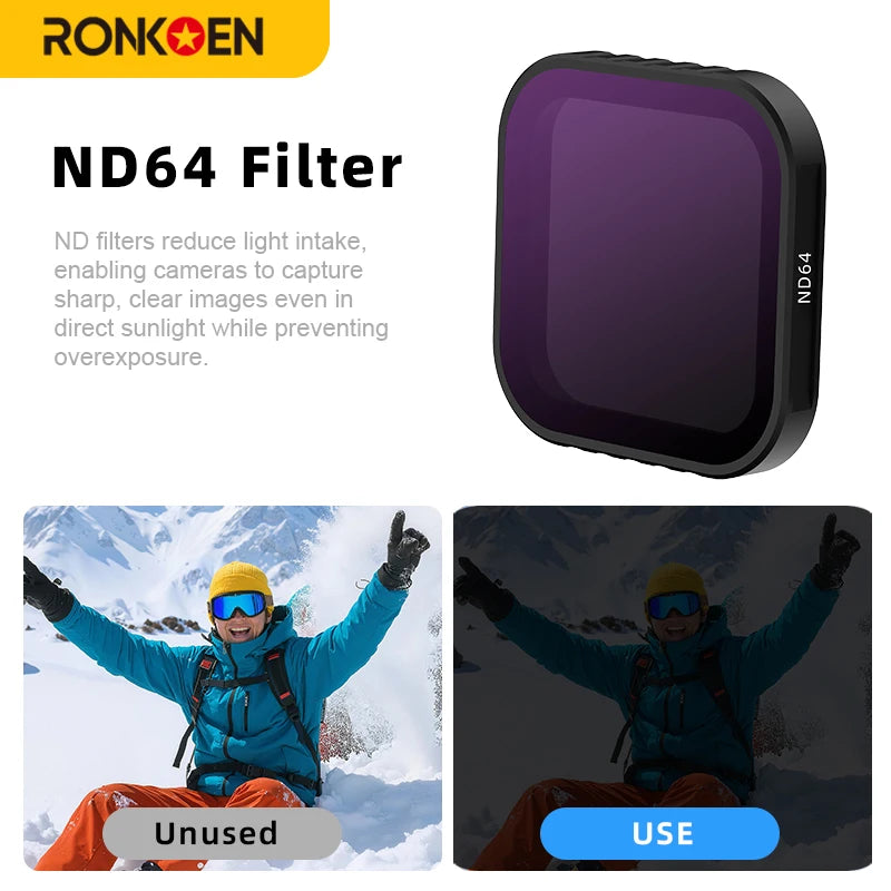 Ronkoen CPL ND8 ND16 ND32 Lens Filter Kit Aluminum Alloy Frame for Insta360 Ace Pro 2 / Ace Pro Camera Lens Accessories