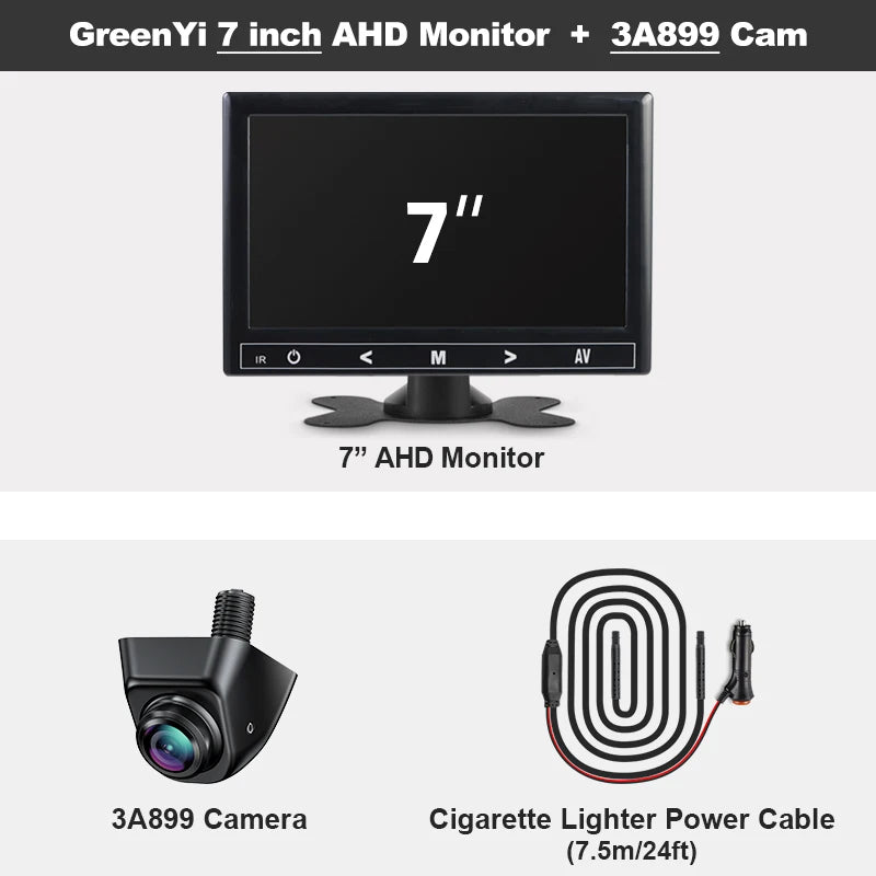 GreenYi 4.3/5/7 inch AHD IPS Monitor 1080P Night Vision Car Rear View Camera 170° Reverse Camera Night Vision Waterproof