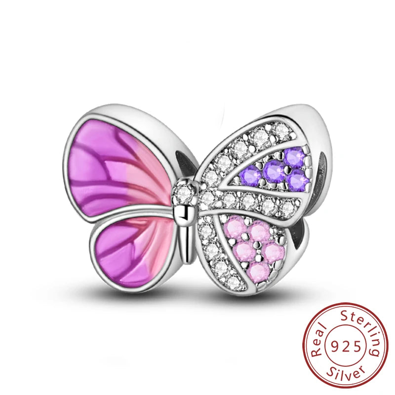 Hot Sale Charm Bead Pendant 925 Sterling Silver Firefly Love Heart Cats Dogs Sunflower Charm for Bracelet Women DIY Jewelry Gift