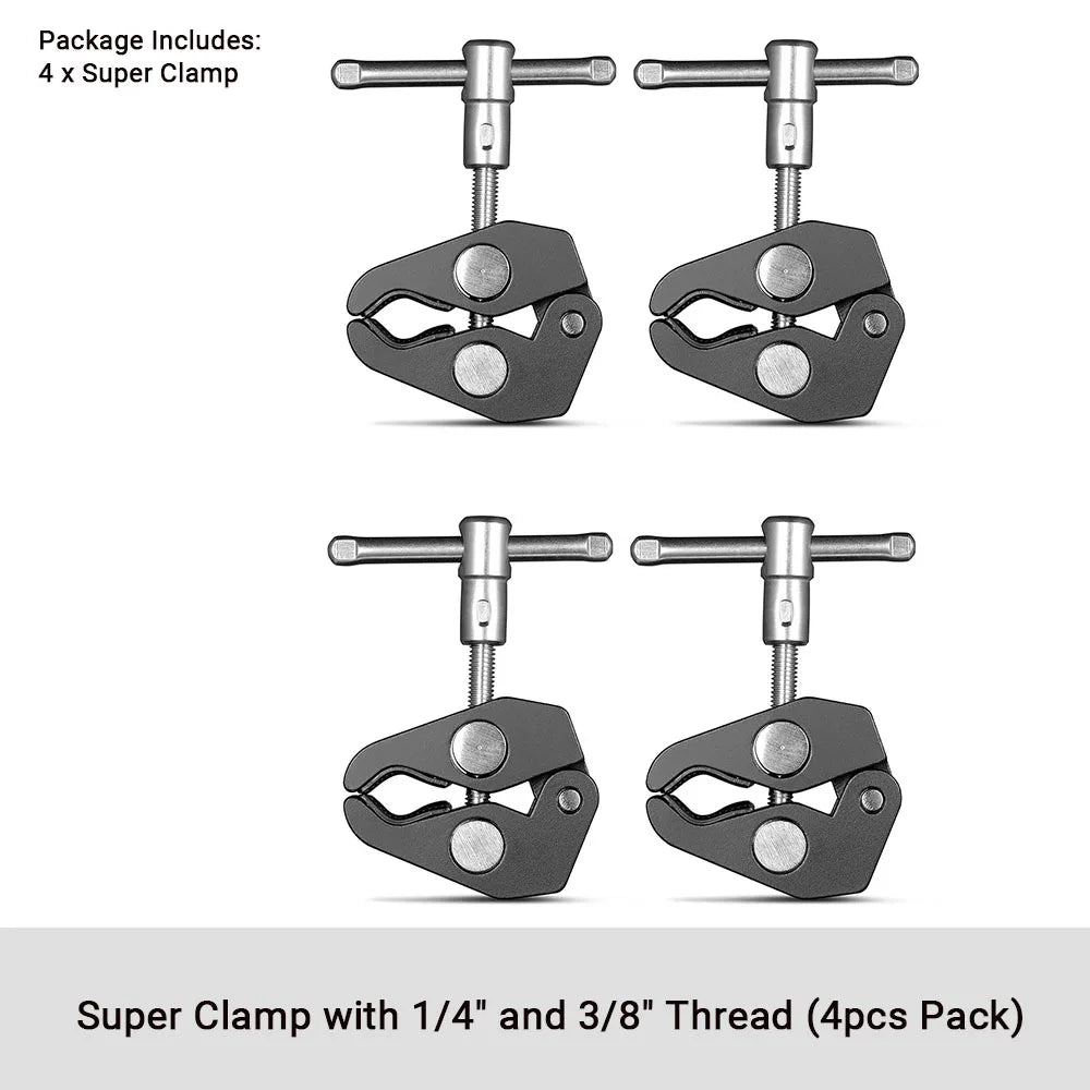 SmallRig Super Clamp with 1/4 and 3/8 Thread 2pcs Pack For 15mm-44mm Rods Cameras Lights Umbrellas Hhooks Shelves Camera Clamp
