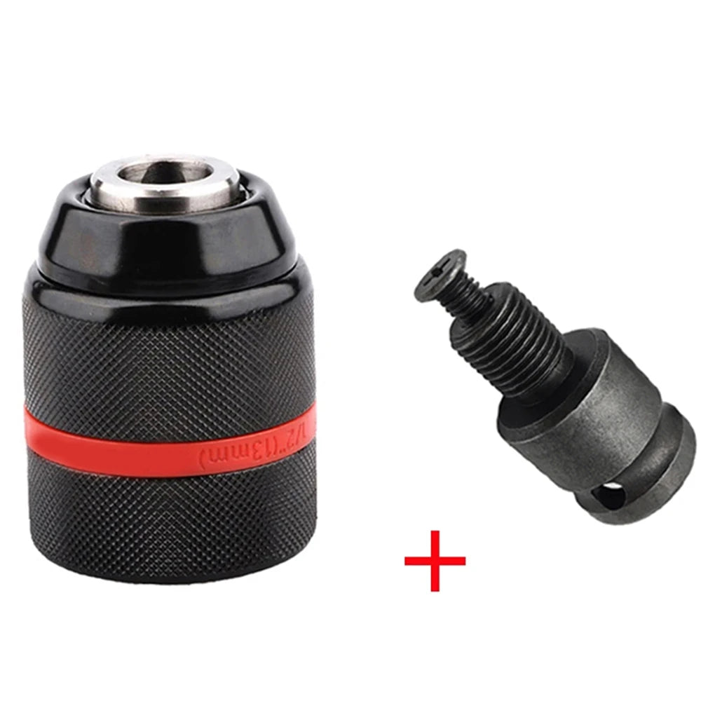 JENTORIX 2mm-13mm Metal Keyless Drill Chuck, 3Jaw Self-lock Ratchet Chuck 1/2-20UNF Thread, Chuck for Drill Bit Screwdriver&Taps