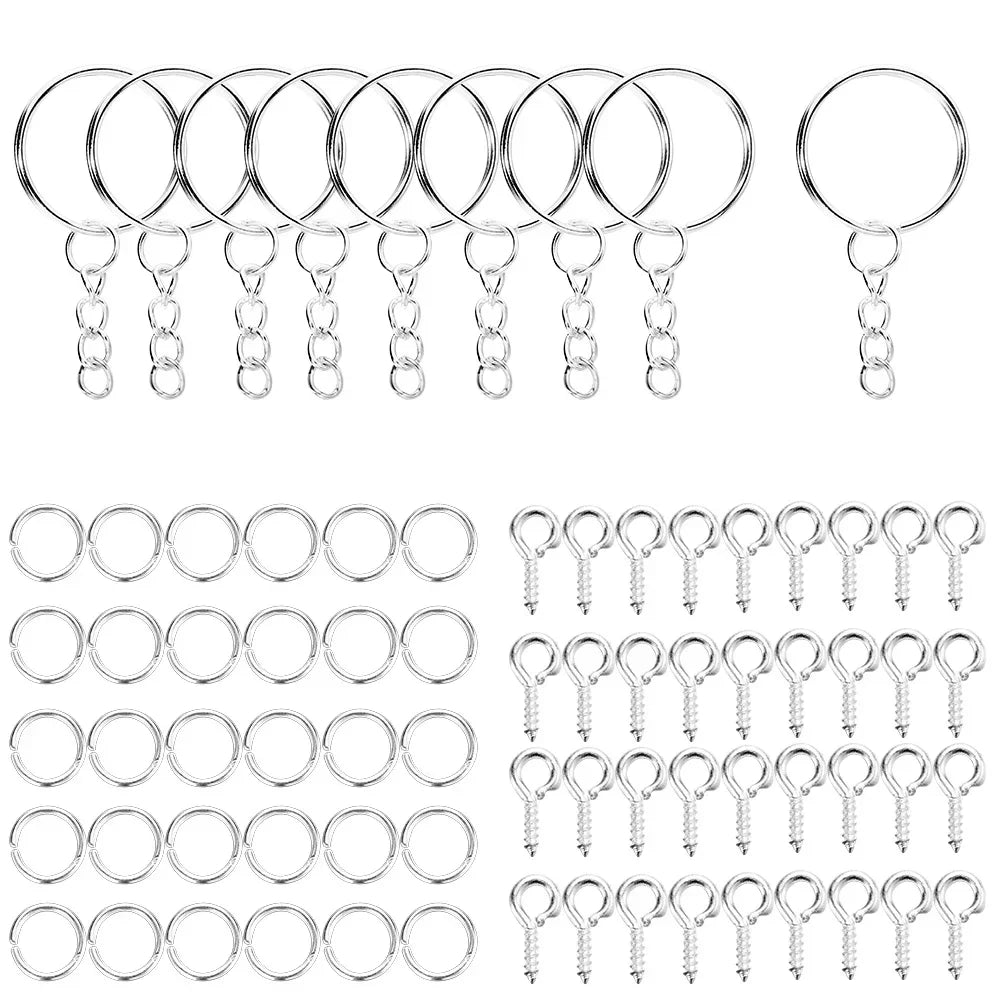 110Pcs Keychain Open Jump Rings Eye Pins Jewelry Making Accessories Kits for DIY Epoxy Resin Key Chain Key Ring Pendants