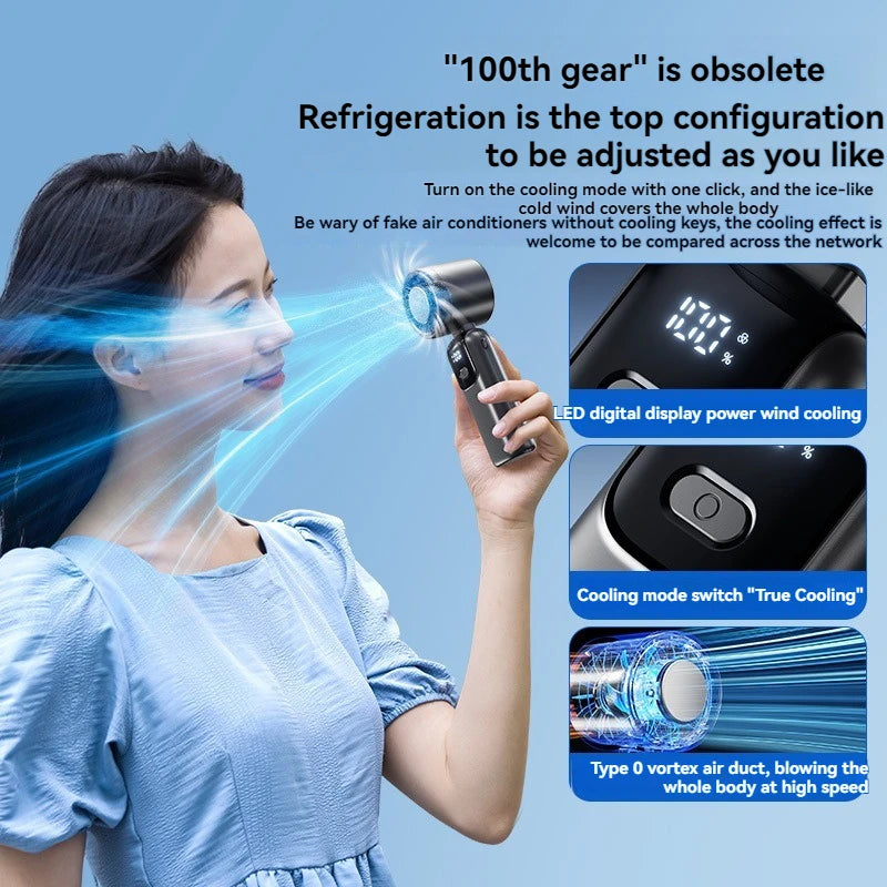 JPNPL 4000mAh Hanging Ice Pack Handheld High-speed Fan Folding 100 Speed Infinitely Adjustable Fan Portable For Outdoor Neck