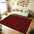 Traditional Red Scottish Plaid Carpet, Square Carpet, Suitable for Indoor Hall and Living Room Floor Decoration