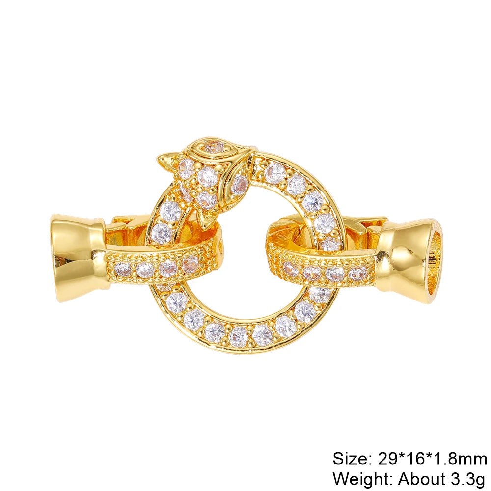 Juya 18K Gold Plated Decorative Fasteners Connector Locks Pearls Clasps Accessories For DIY Needlework Beads Jewelry Making