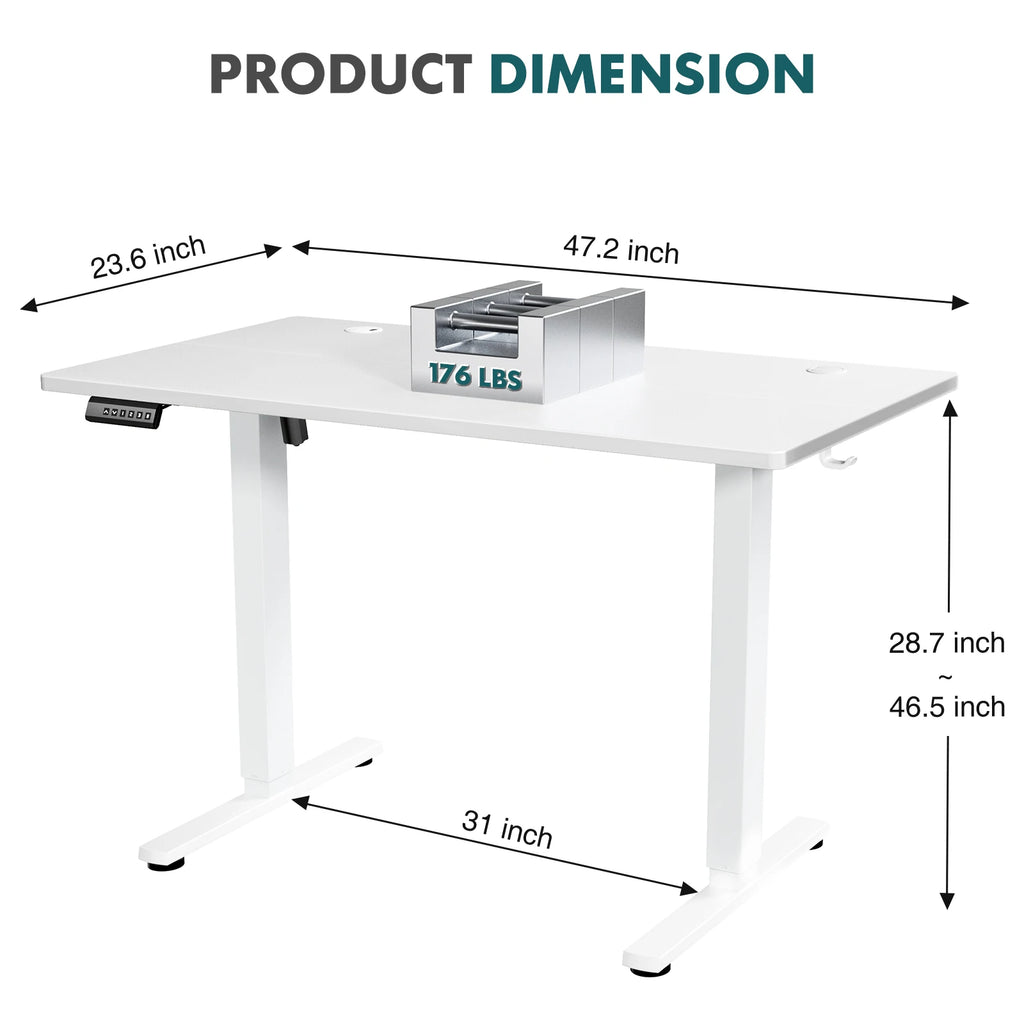 JHK  Ergonomic Electric Standing Desk Height Adjustable Computer Desk Large Work PC Table Home Office Writing Gaming Desks