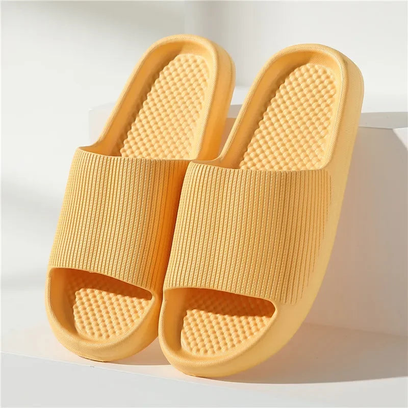 2024 Summer Slippers Flip Flops Women Indoor Home Mute Shoes EVA Soft-soled Shoes Cloud Slides Couple Non-slip Casual Sandals