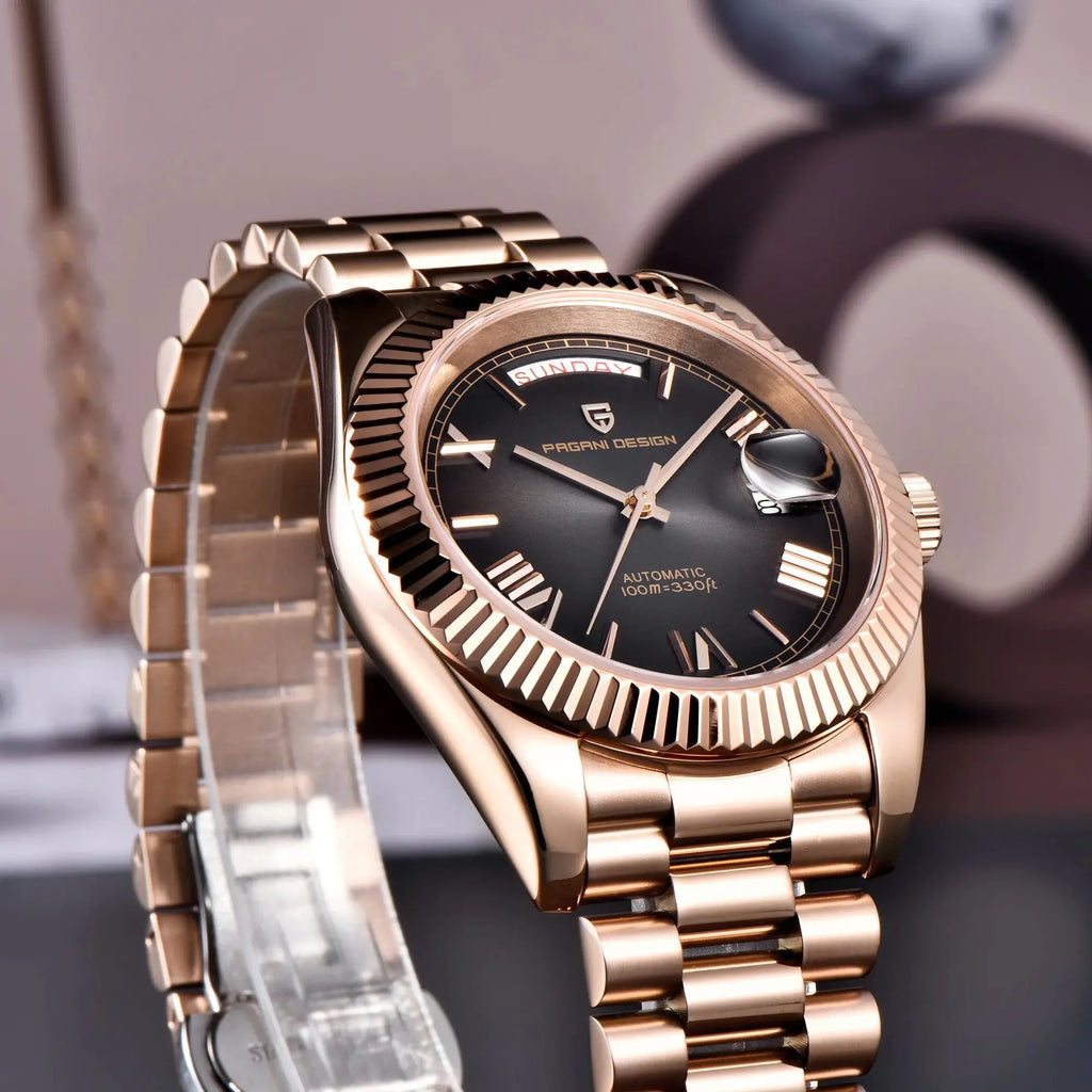 PAGANI DESIGN 2026 New Luxury Rose Gold DD40 Automatic Watch For Men NH36A Mechanical Wristwatch Men Stainless steel Waterproof