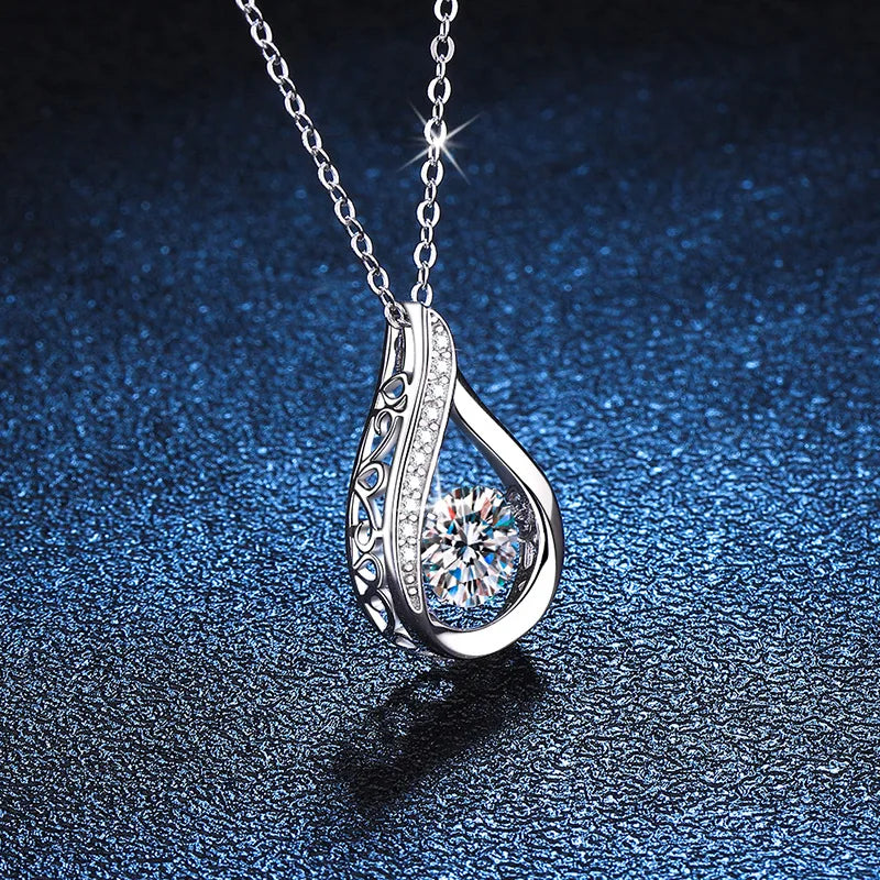 VVS1 D Color Moissanite Necklace For Women Fine Jewelry 925 Sterling Sliver Chain Plated 18k White Gold