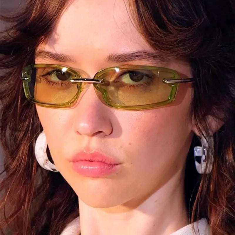 Rimless Y2K Style Sunglasses Rectangle Fashion Popular Women Men Shades Square Sun Glasses for Female Male Glasses Metal Frame