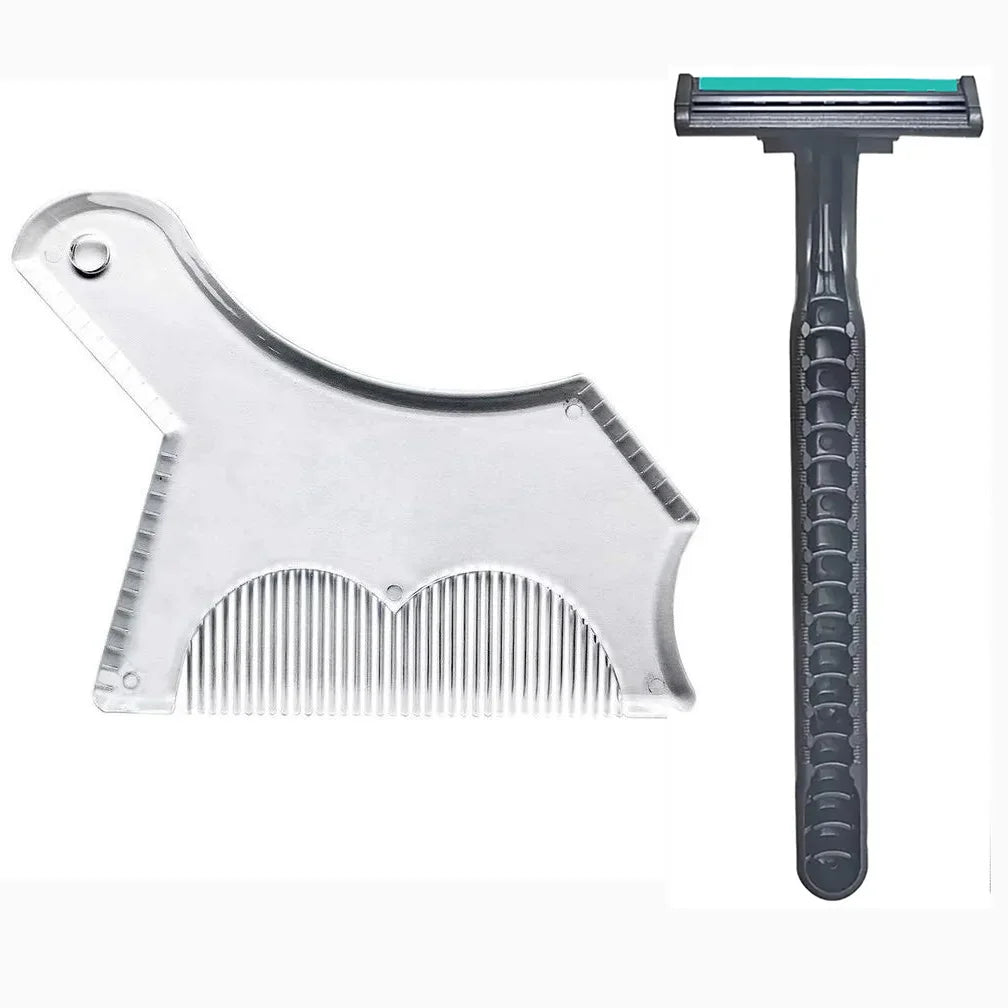 Men's All-in-One Beard Styling Comb - Creative Beard Stencil and Shaping Template Tools for Perfectly Groomed Facial Hair