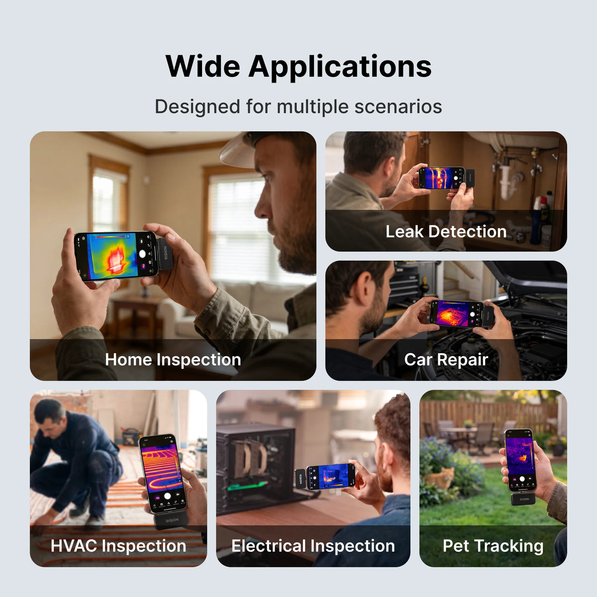 RISION Magic Thermal Camera, Hot/Cold Spot Track, Live Temp for USB-C iOS, Android & Win, 320x240 QuadIR, w/-4°F~1112°F , ±3.6℉ Accuracy 25Hz Thermal Imaging Camera for HVAC/Electrical Inspection