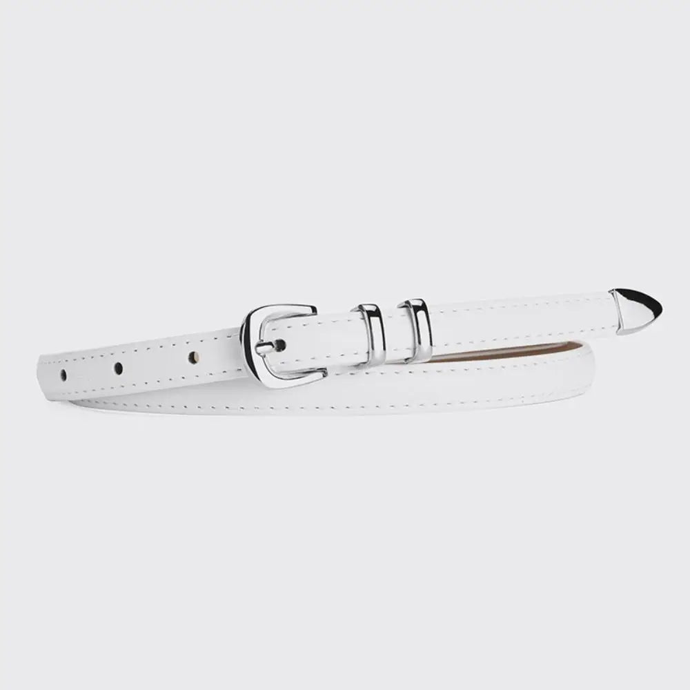 1PC Simple PU Leather Belt Luxury Design Belt Versatile Retro Silver Pin Buckle Waistband Casual Thin Belts