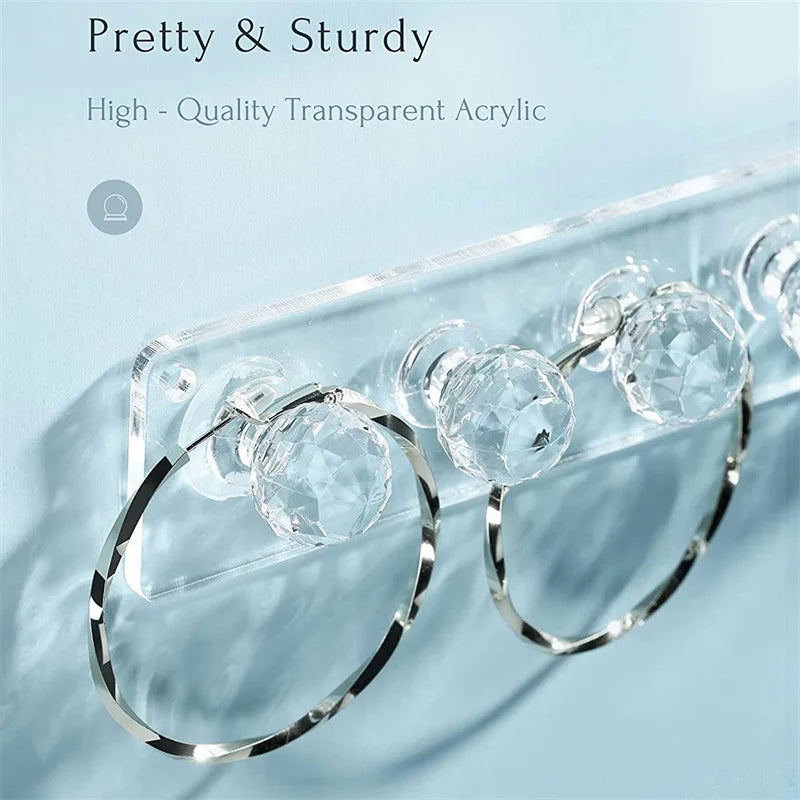 Transparent Acrylic Jewerly Storage Rack Earring Necklace Hanger Holder Wall Mounted Jewerly Display Stand Organizer For Women