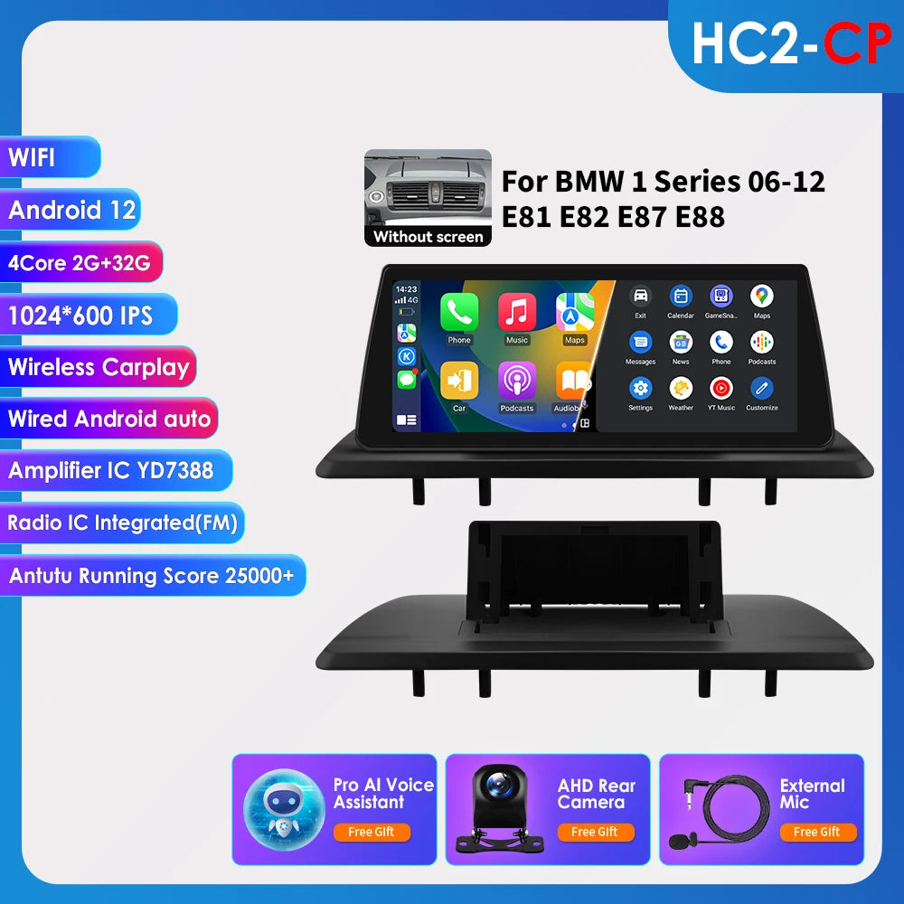 10.25" Smart Car Systems for BMW 1 Series 06-12 E81 E82 E87 E88 Without Screen with Support Wireless Carplay Android Auto RDS BT