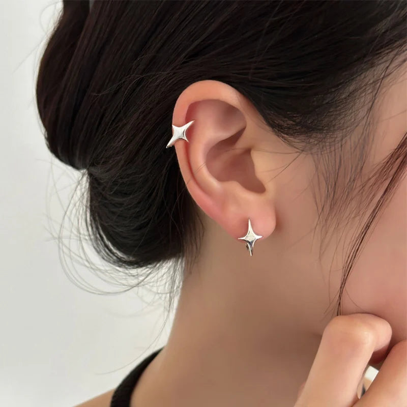 Foxanry Star Geometric Hoop Earrings For Women Couples Minimalist New Fashion Hip Hop Classic Personality Birthday Jewelry Gifts