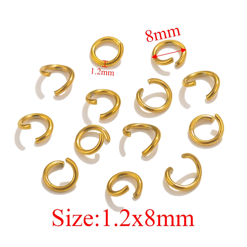 100pcs PVD Gold Plated Stainless Steel Open Jump Rings Connectors for DIY Jewelry Making Split Ring Jewelry Findings Accessoires