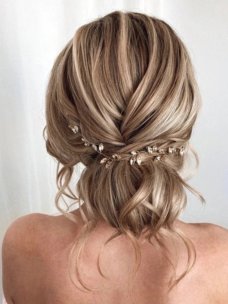 Women Rhinestone Hair Vine Stylish Hair Jewelry Handmade Prom Hair Ornaments Wedding Bridal Hair Accessories for Party Headband