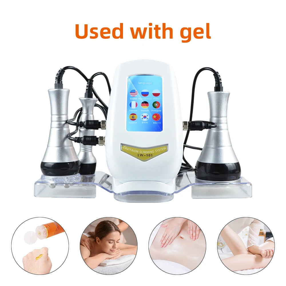 40K Cavitation Machine Ultrasonic Body Slimming Skin Tightening Fat Removal Vacuum Beauty Device Spa Salon Home Use Multi Language