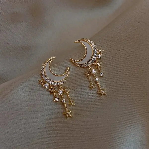 New Imitation Pearl Stud Earrings for Women Geometric Crystal Zircon Stars Earring Birthday Party Banquet Jewelry