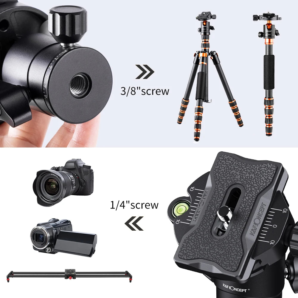 K&F CONCEPT KF-25 Ballhead Tripod Mount Adapter 25mm Large Ball Head Adapter with Quick Release Plate 1/4 Inch Screw 8kg Payload