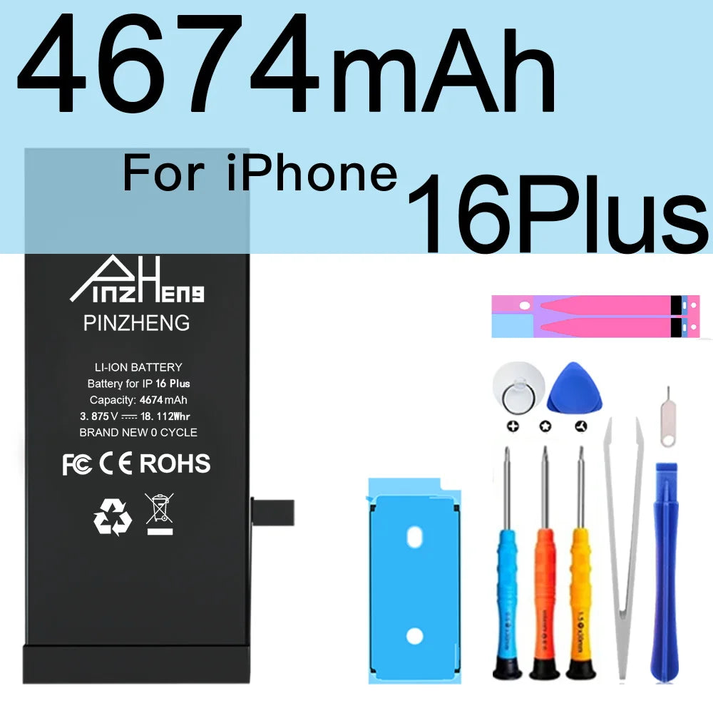 PINZHENG Real High Capacity Battery For iPhone 16 14 15 Pro Max 15 16 14 Pro 14 Plus 15 Plus 16 Pro Max Replacement Batteries