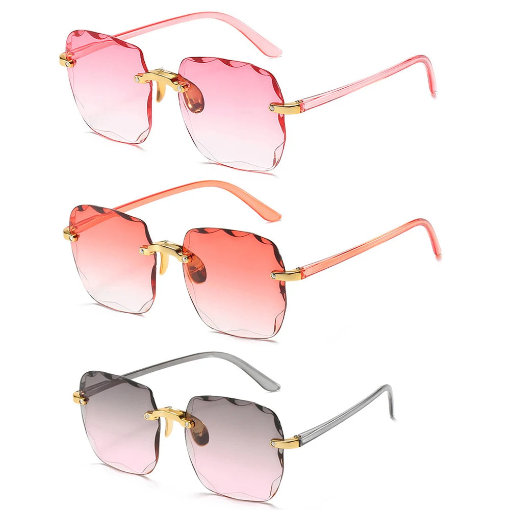 New Rimless Women's Sunglasses Fashion Gradient Lenses Sun Glasses Lady Vintage Pc Legs Classic Designer Shades Sunglasses