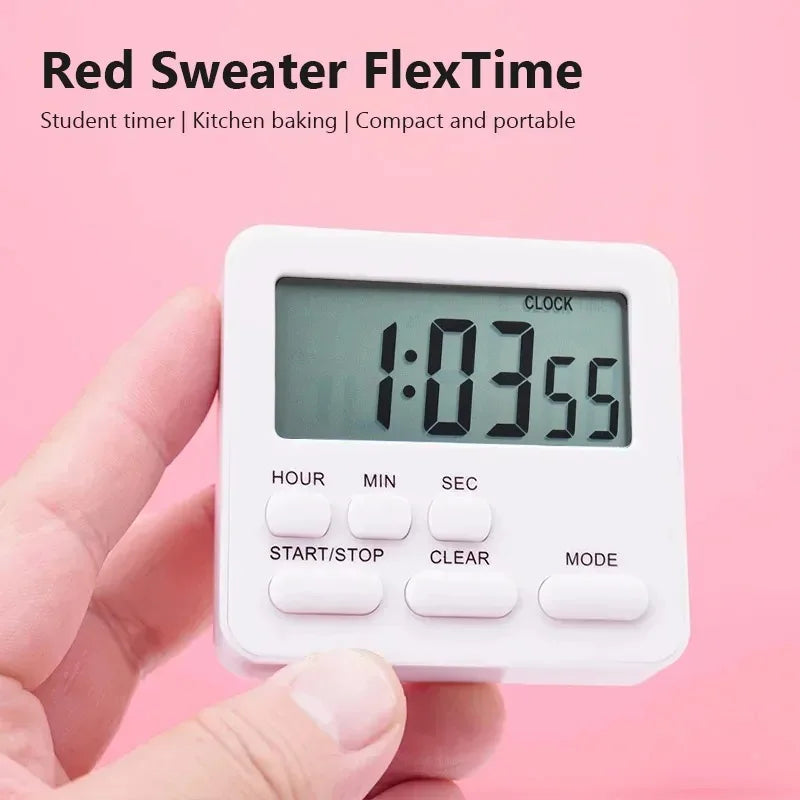 Practical LCD Digital Display Kitchen Timer Countdown Stopwatch Alarm Clock with Flashing Light Kitchen Sleep Accessory