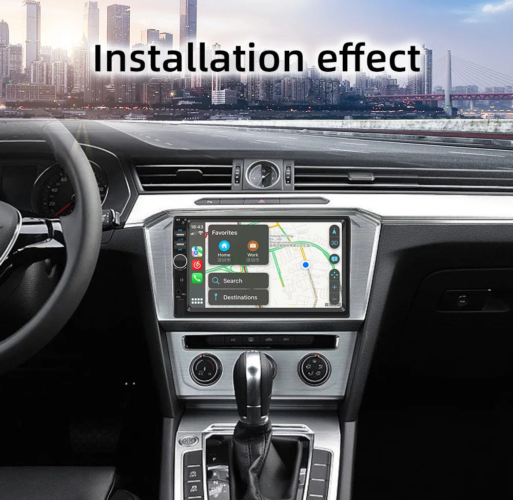 BQCC 7" 2Din/1 Din MP5 Car Player Mirrorlink wired Android AUTO/CarPlay BT AUX  Colorful lights FM Car Radio F7018C