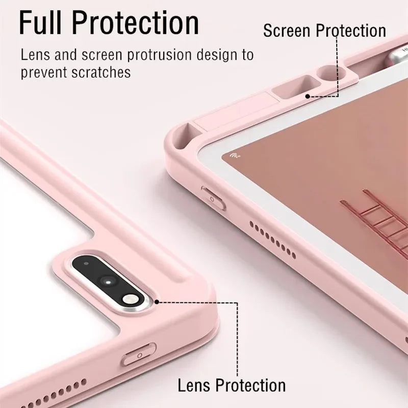 Clear Acrylic Case For Huawei Matepad Air 11.5 2023 11 10.4 Pro 11 10.8 Pencil Holder Cover For Honor Pad V6 V7 10.4 Inch Cases