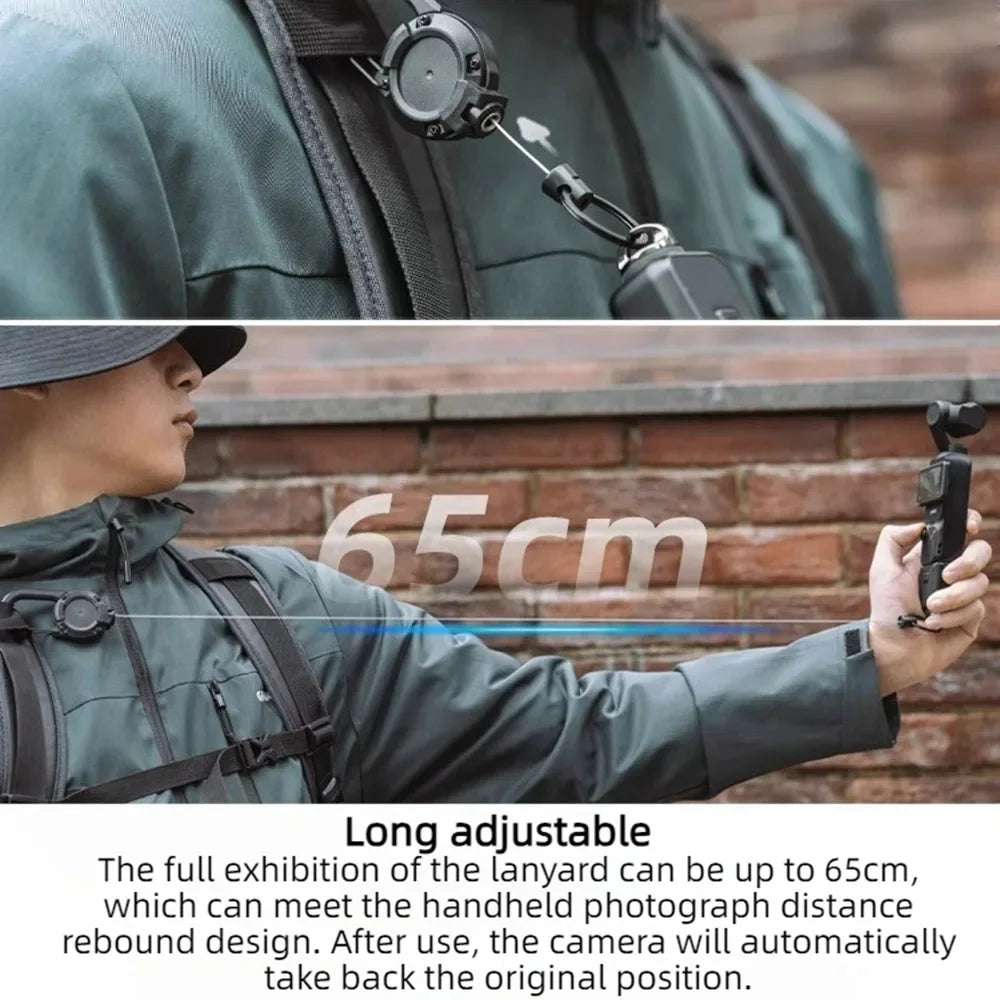 Telescopic Backpack Buckle Quick Release Extendable Lanyard Strap Anti-Drop Portable Hanger for DJI Osmo Pocket 4 3 Accessories