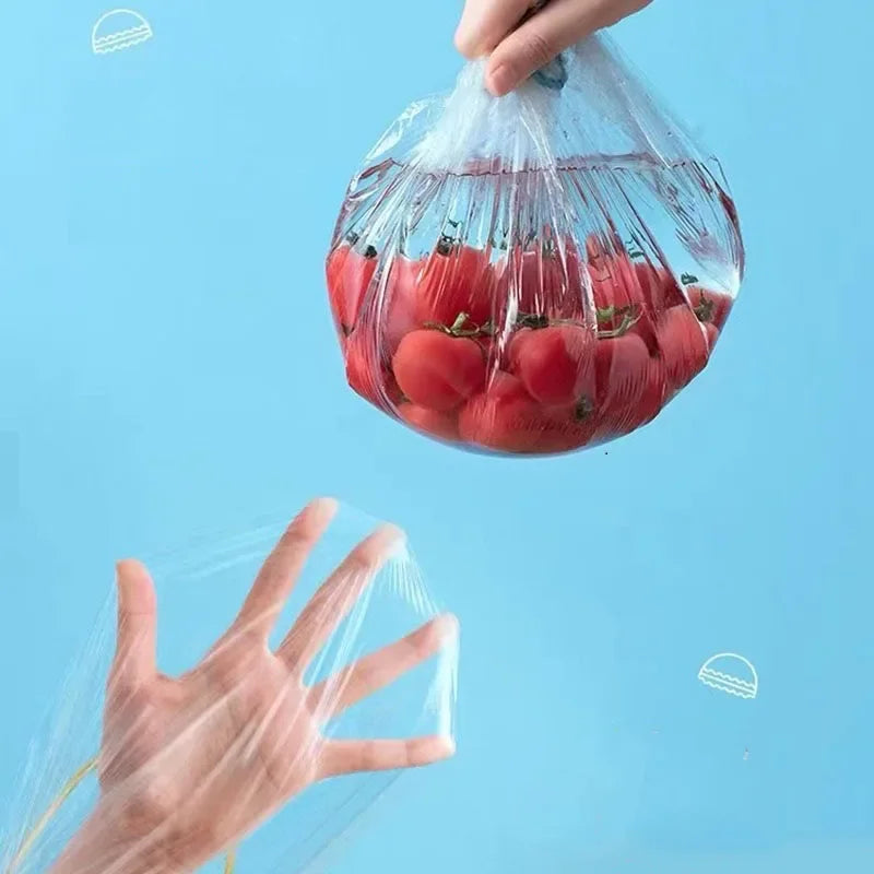 100 Pcs Elastic Food Covers, Disposable Plastic Bowl Lids for Fruit & Vegetable Storage, Freshness Seal Wraps