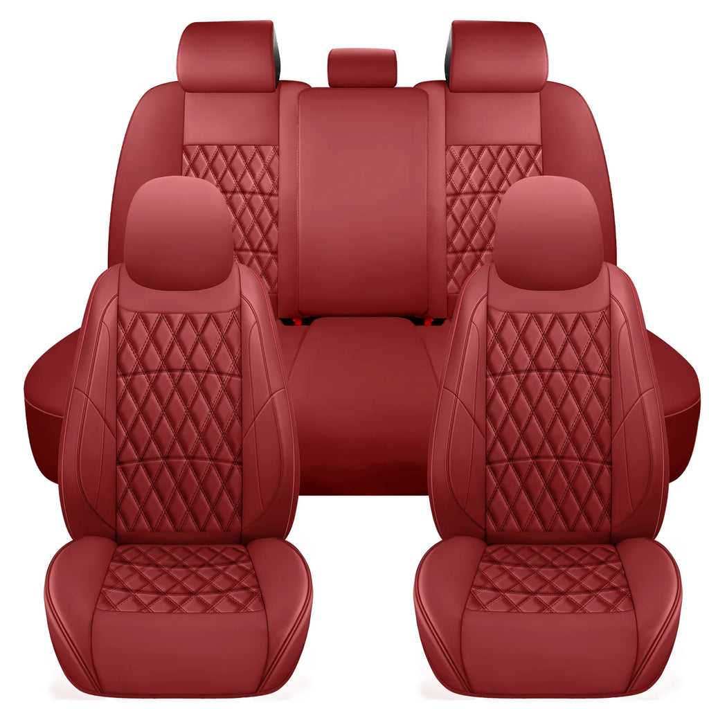 C03-Wine Red Five-Seat Car Seat Covers Universal Full Surround Car Seat Covers Fits 95% of Vehicle Models Car Accessories Driver's Seat Cover or Passenger Seat Cover All Season Universal Pad