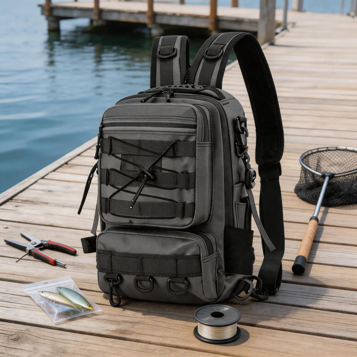 25L Lightweight Fishing Daypack Hiking Travel Backpack with Chest Strap, Ideal for Outdoor Adventures and Commuting