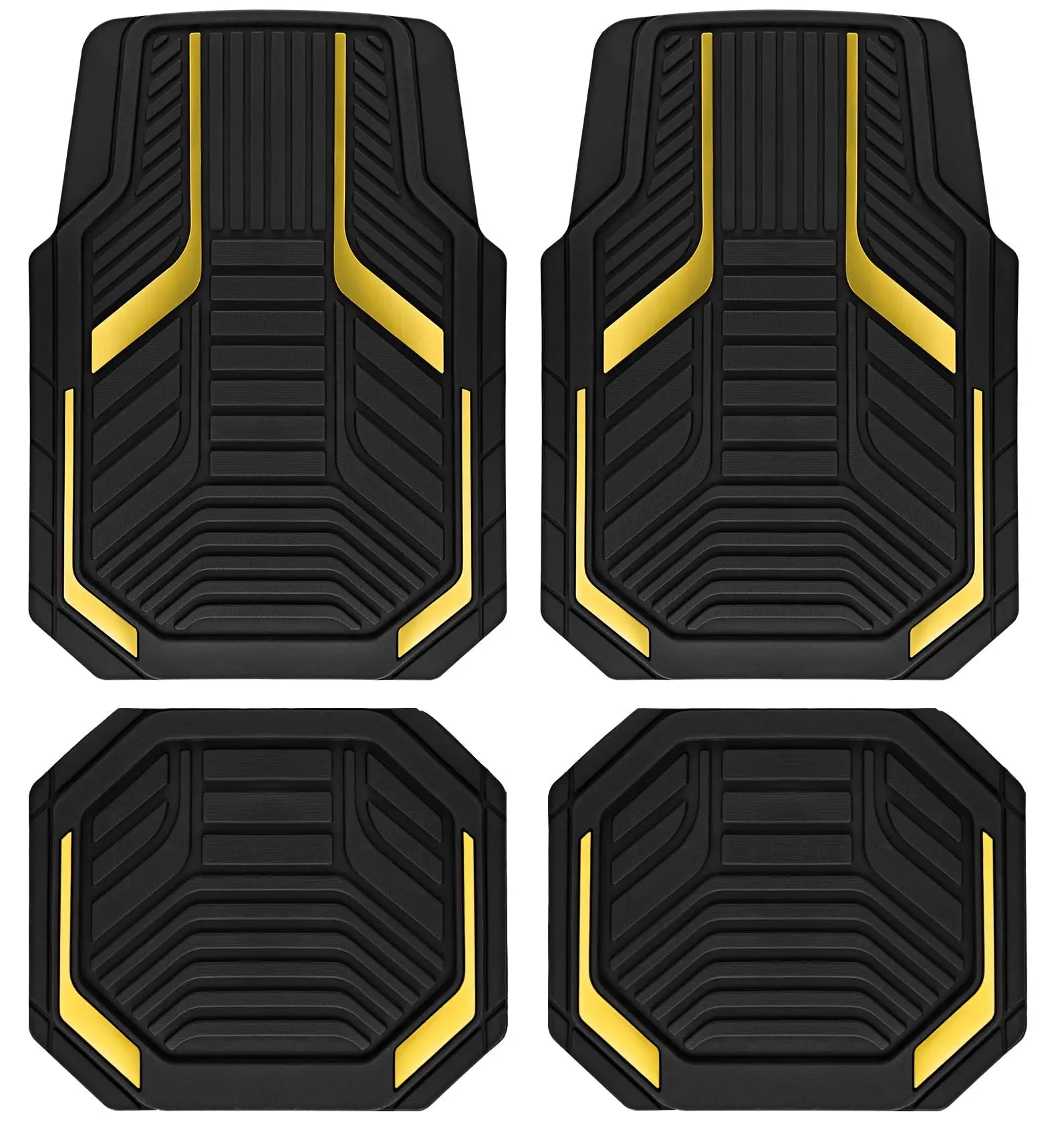 Heavy Duty Rubber Floor Mats, Purple Aluminum Film Car Mats Set, Front and Rear Car Mats with Anti-Slip Backing, All Weather Protection, Trim-to-Fit for Automotive SUV, Sedan, Van