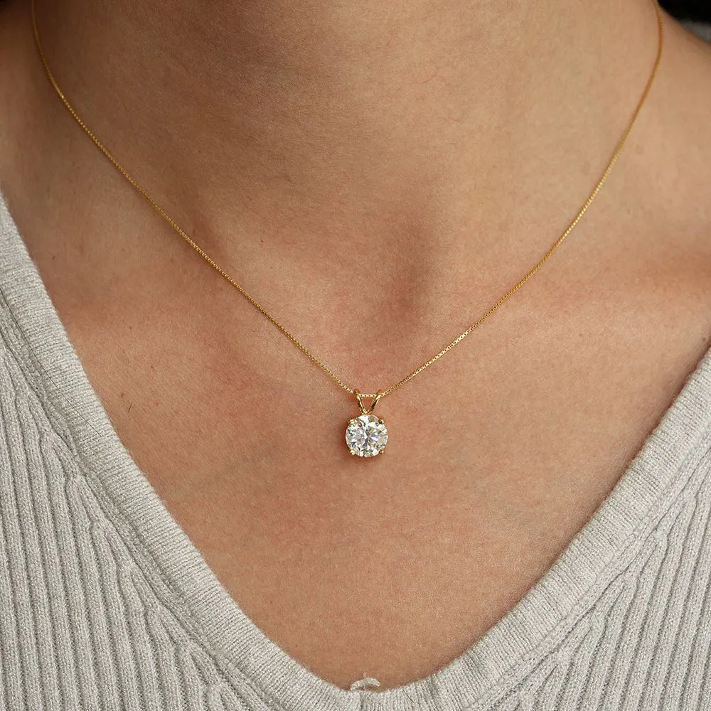 KNOBSPIN 1-5 CT Moissanite Necklace Solitaire Pandent GRA Certified Dainty s925 Sterling Silver 18k Classic Necklaces for Women