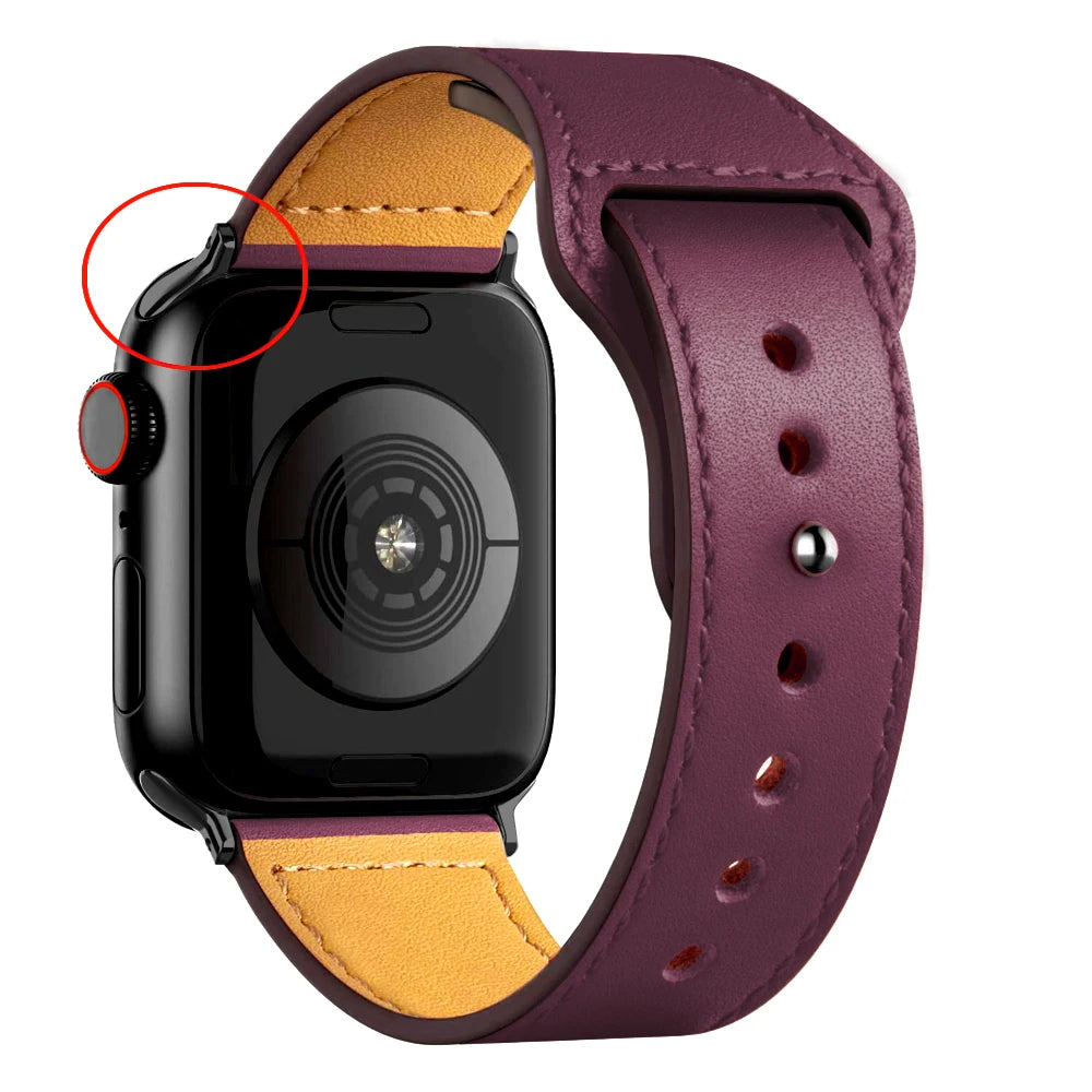 Leather band For Apple watch strap Ultra 2 49mm 44mm 40mm 38mm/42mm wrist bracelet for iWatch series 10 9 8 7 4 5 6 se 41mm/45mm