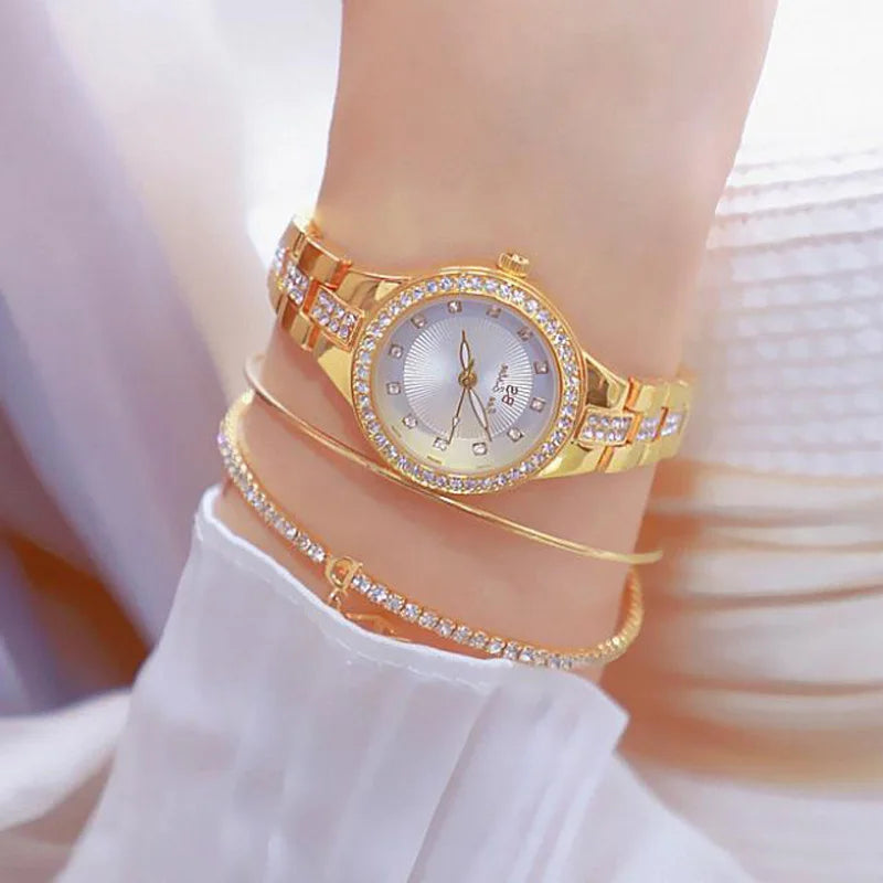 Fashion Women’s Diamond Watch 2025 New Minimalist Gold Silver Wristwatch Elegant Quartz Timepiece Waterproof Dress Gift