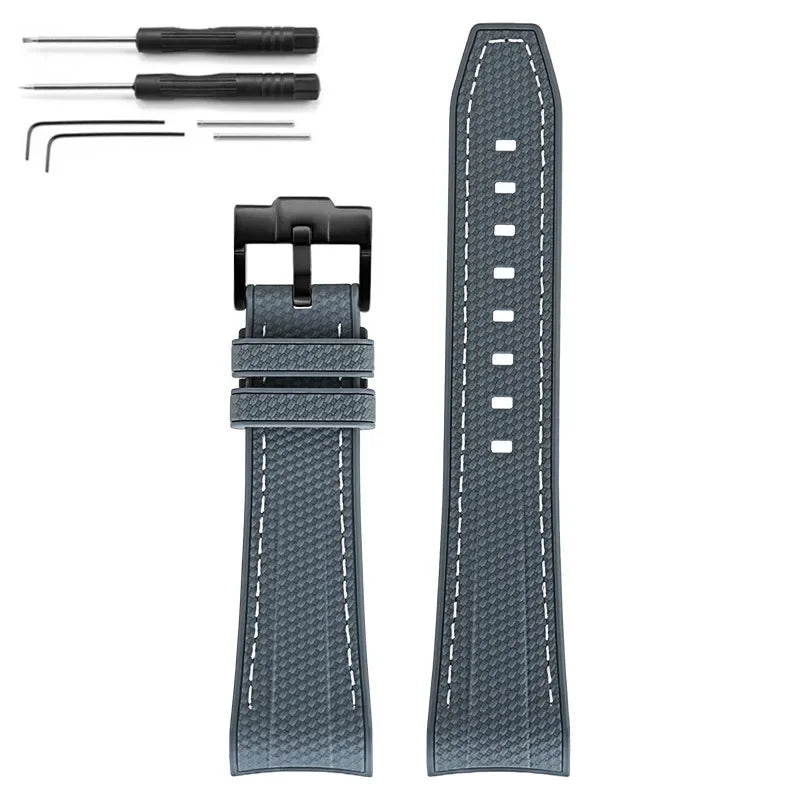 Rubber Silicone Watch Band for Swatch X Blancpain GREEN ABYSS Curved End Waterproof Sport Woven Pattern Strap Bracelet 22mm