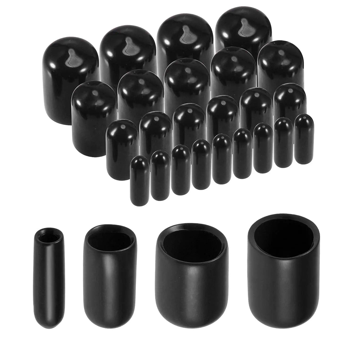 10/25/50pcs 3-25mm PVC Vinyl Rubber Round End Cap Threaded Cap Steel Pipe Plastic Pipe Rubber Protector Classification Kit