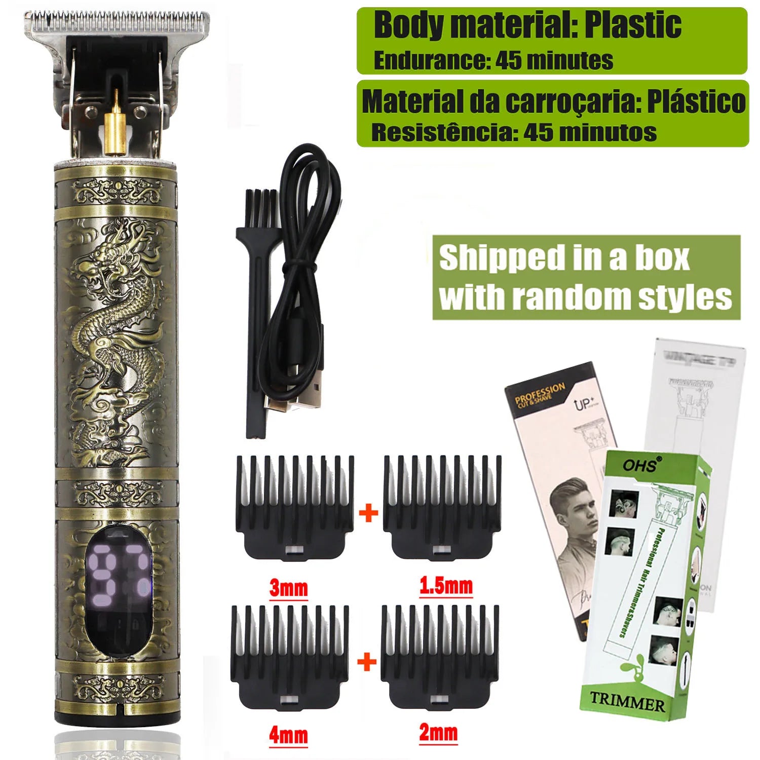 Tondeuse Dragon Vintage T9 Cordless Professional Hair Clippers Electric Trimmers For Men Clipper hair cutting machine Shaver