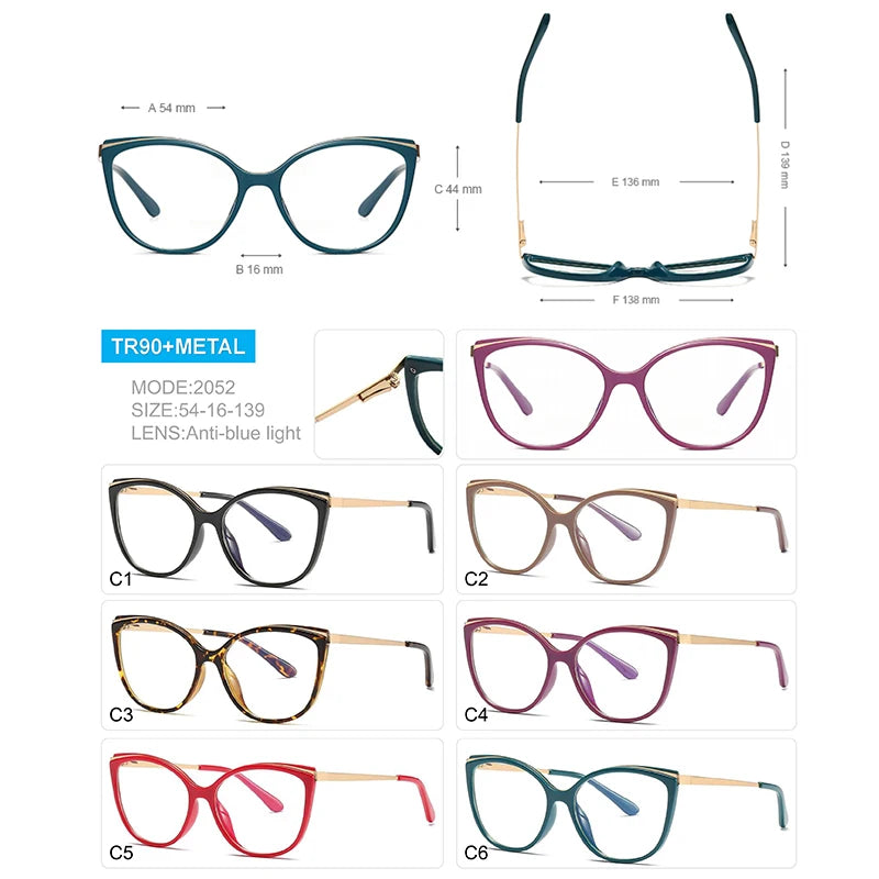 CLLOIO Vintage Cat Eye Women's Myopia Hyperopia Glasses Progressive Reading Optical Eyeglasses Prescription Customized Glasses