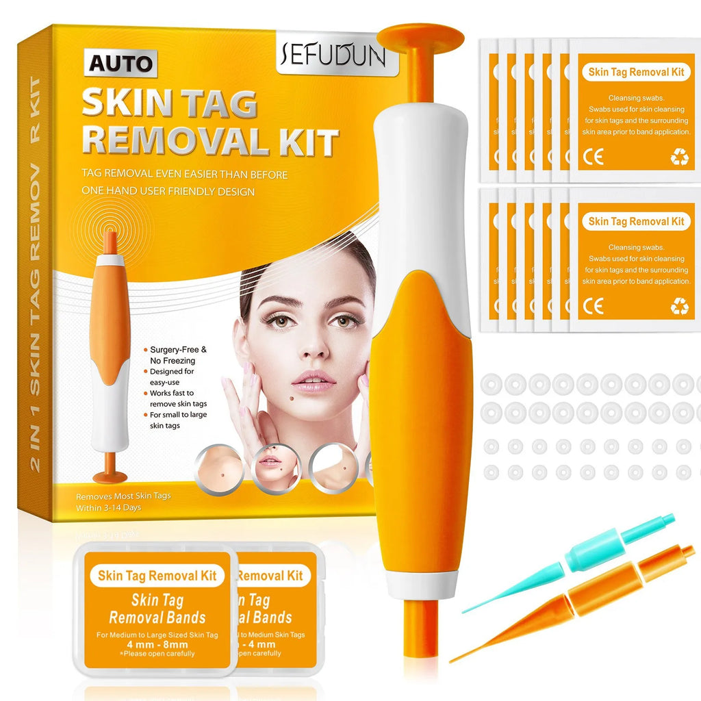Skin Tag Removal Mole Wart Removal Facial Mole Wart Microstrip Tag Removal Kit Automatic Mole Remover Tool with Cleansing Swabs