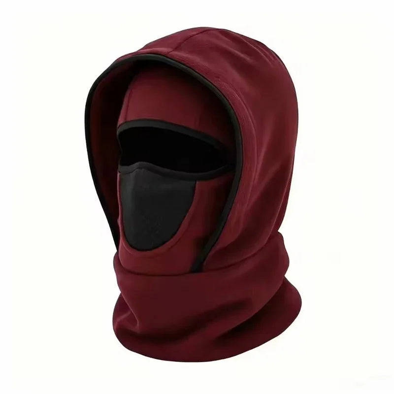Winter Multifunctional Warm Hat Cold-Resistant Thick Fleece Hood Neck Gaiter Face Mask Combination for Extreme Cold Protection