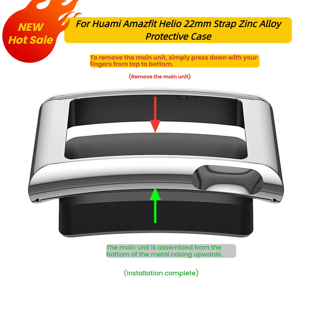 For Huami Amazfit Helio 22mm All-Around Zinc Alloy Frame Bumper Shell Cover Correa for Amazfit Helio Protective Case Accessories