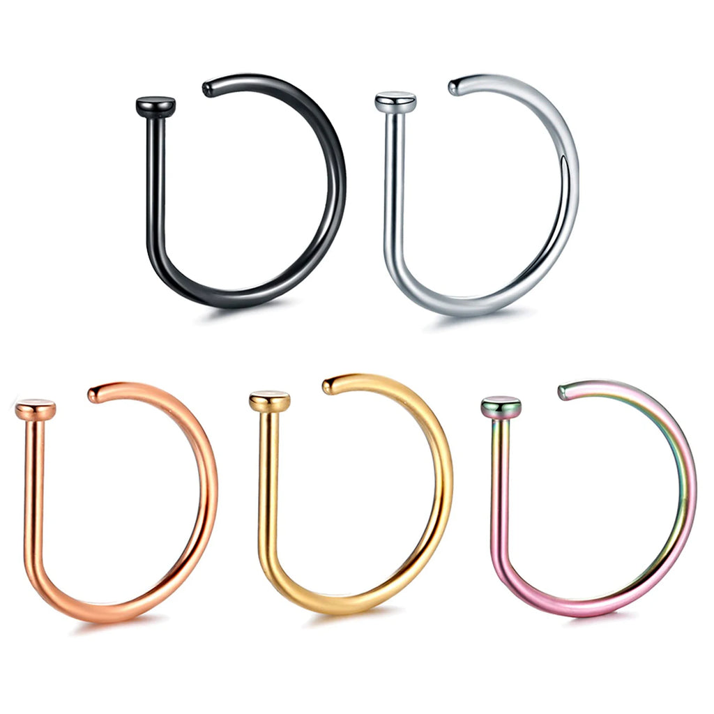 Fake Nose Ring Hoop Lip Labret Ring for Women Non Pierce Hoop Nose Ring  Septum Hoop  Ring Tragus Rook Ring Non Piercing Jewelry