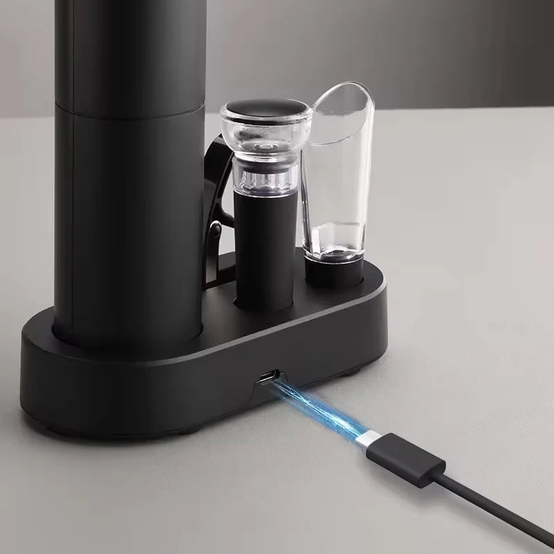4-in-1 Electric Bottle Wine Opener Set Rechargeable Electric Automatic Corkscrew Wine Opener Set Wine Stopper, Wine Pourer