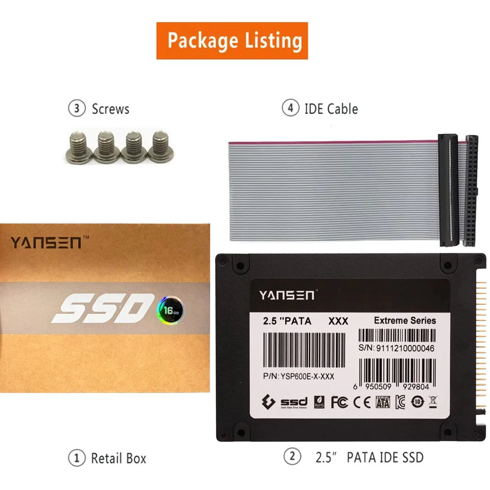 Kingspec 2.5 inch PATA ID ESSD Drive 44pin PATA SSD HD 8GB 16G 32GB 64GB 128GB 256GB 4C MLC ide ssd 2.5 for notebook Replace